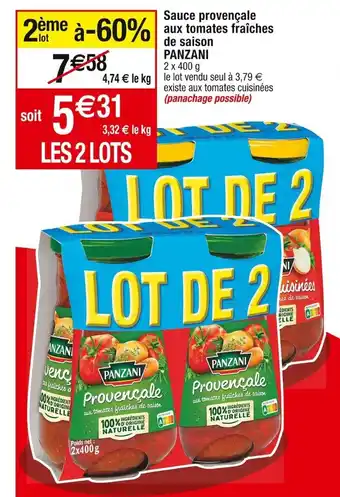 Sauce provençale aux tomates fraiches de saison PANZANI