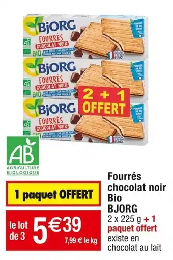 Cora x Carrefour Fourrés chocolat noir bio BJORG offre