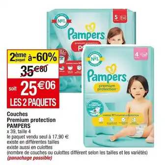Cora x Carrefour Couches premium protection PAMPERS offre