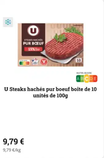 Super U U steaks hachés pur boeuf boîte de 10 unités de 100g offre