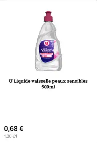 Super U U liquide vaisselle peaux sensibles 500ml offre