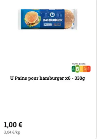 U pains pour hamburger x6 - 330g