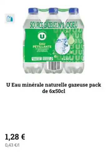Super U U eau minérale naturelle gazeuse pack de 6x50cl offre