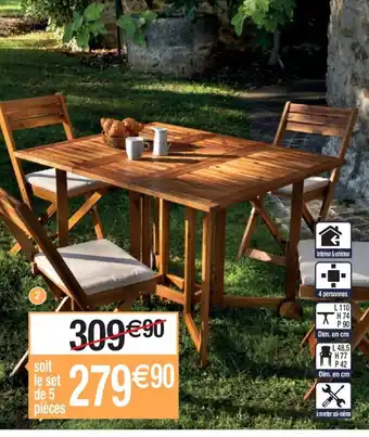 Cora x Carrefour Set bistrot pliant vittoria 1 table +4 chaises offre