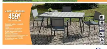 Cora x Carrefour Ensemble table +4 fauteuils offre