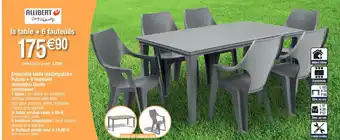 Cora x Carrefour Ensemble table rectangulaire futura +6 fauteuils monobloc dante offre