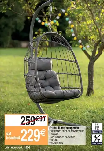 Cora x Carrefour Fauteuil oeuf suspendu offre