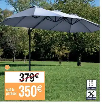 Parasol excentre ovale 2 tĂȘtes