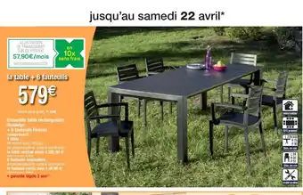 Cora x Carrefour Ensemble table rectangulaire brooklyn offre