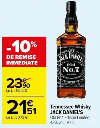 Carrefour Market Tennessee whisky jack daniel's offre