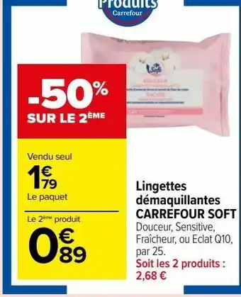 Carrefour Market Lingettes démaquillantes carrefour soft offre