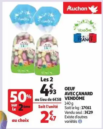 Auchan Supermarché Oeuf avec canard vendôme offre