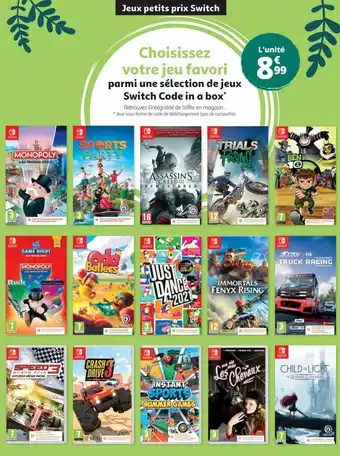 Choisissez votre jeu favori parmi une sélection de jeux switch code in a box