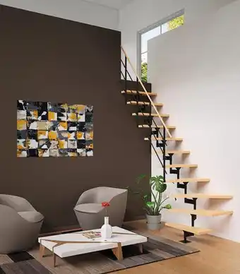 Brico Dépôt Escalier modulaire 1/4 tournant verni hêtre et métal offre