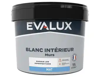 Brico Dépôt Evalux peinture blanche intérieure, murs mat 10 l offre