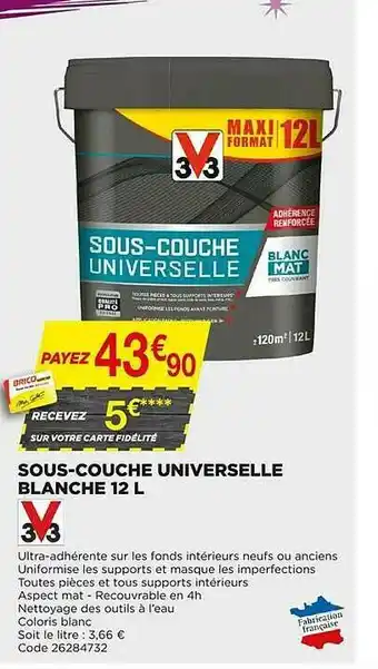 Bricomarché Sous-couche Unverselle Blanche 12 L V33 offre