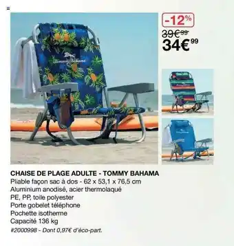 Costco Chaise De Plage Adulte - Tommy Bahama offre
