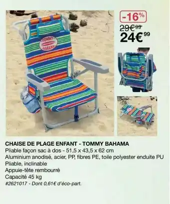 Costco Chaise De Plage Enfant - Tommy Bahama offre