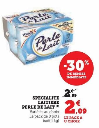 U Express Specialite laitiere perle de lait offre