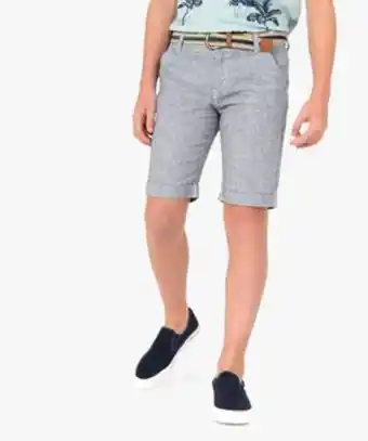 Bermuda garçon à rayures avec ceinture tressée