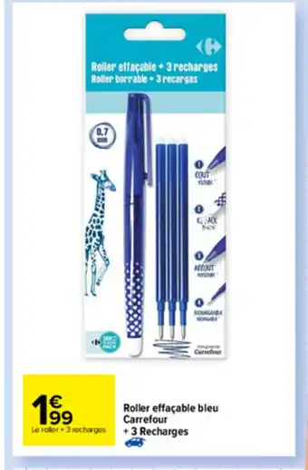 Carrefour Roller effaçable bleu carrefour + 3 recharges offre