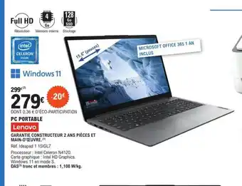 E.Leclerc Lenovo PC Portable offre