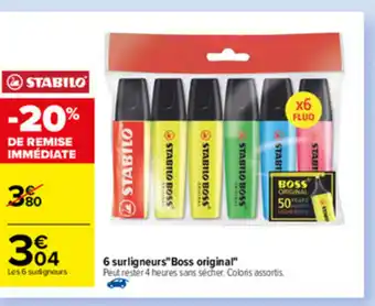 Carrefour 6 Surligneurs "boss original" offre