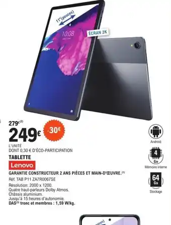 E.Leclerc Lenovo tablette offre