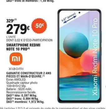 E.Leclerc Smartphone redmi note 10 pro offre