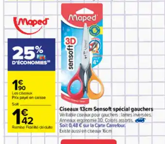 Carrefour Ciseaux 13cm sensoft spécial gauchers offre