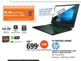 E.Leclerc Hp Pc Portable gaming offre