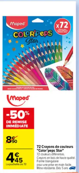 Carrefour 72 Crayons de couleurs "color'peps star" offre