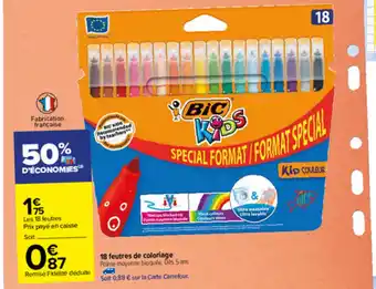 Carrefour 18 Feutres de coloriage offre