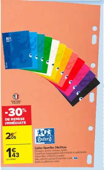 Carrefour Cahier openflex 24x32cm offre
