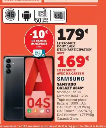 Super U Samsung galaxy A04S offre