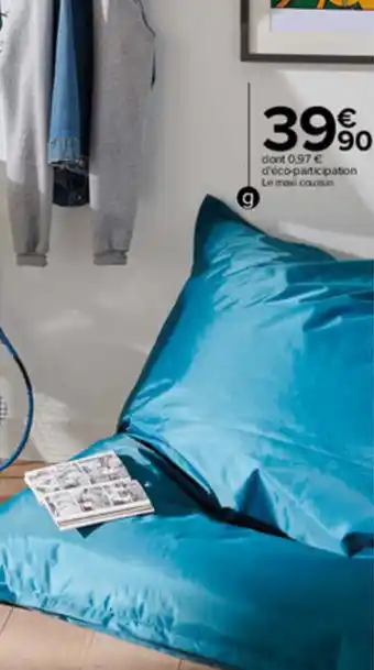 Carrefour Maxi coussin bleu canard offre