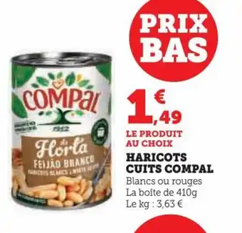 Super U Haricots cuites compal offre