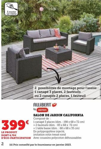 Super U Salon de jardin california offre