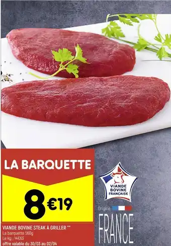 Viande bovine steak Ă griller