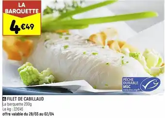 Leader Price Filet de cabillaud offre