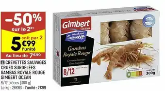 Crevettes sauvages crues surgelées gambas royale rouge gimbert ocean