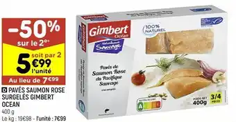 Pavés saumon rose surgelés gimbert ocean