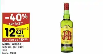 Leader Price Scotch whisky 40% vol j&b rare offre