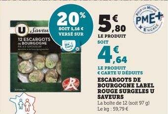 Hyper U Escargots de bourgogne label rouge surgeles u saveurs offre