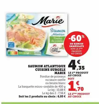 Hyper U Saumon atlantique cuisine surgele marie offre