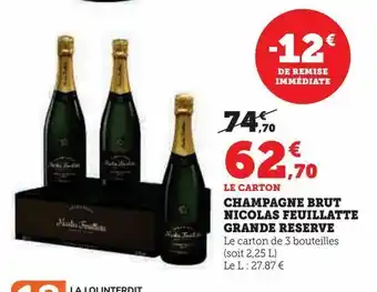 Hyper U Champagne brut nicolas feuillatte grande reserve offre