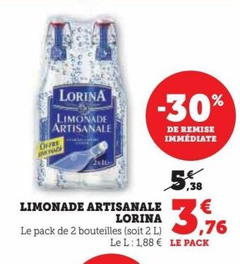 Hyper U Limonade artisanale lorina offre