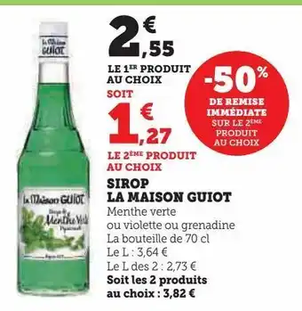 Hyper U Sirop la maison guiot offre