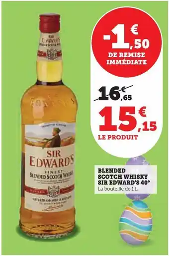 Hyper U Blended scotch whisky sir edward's 40° offre