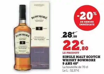 Single malt scotch whisky bowmore 9 ans 40°